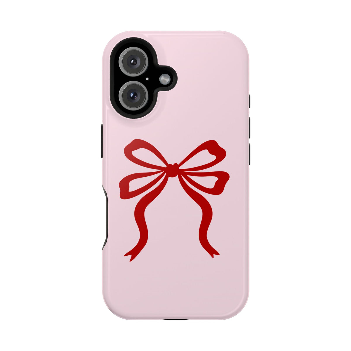 Red Ribbon Bow protective phone case for iPhone 16, glossy finish