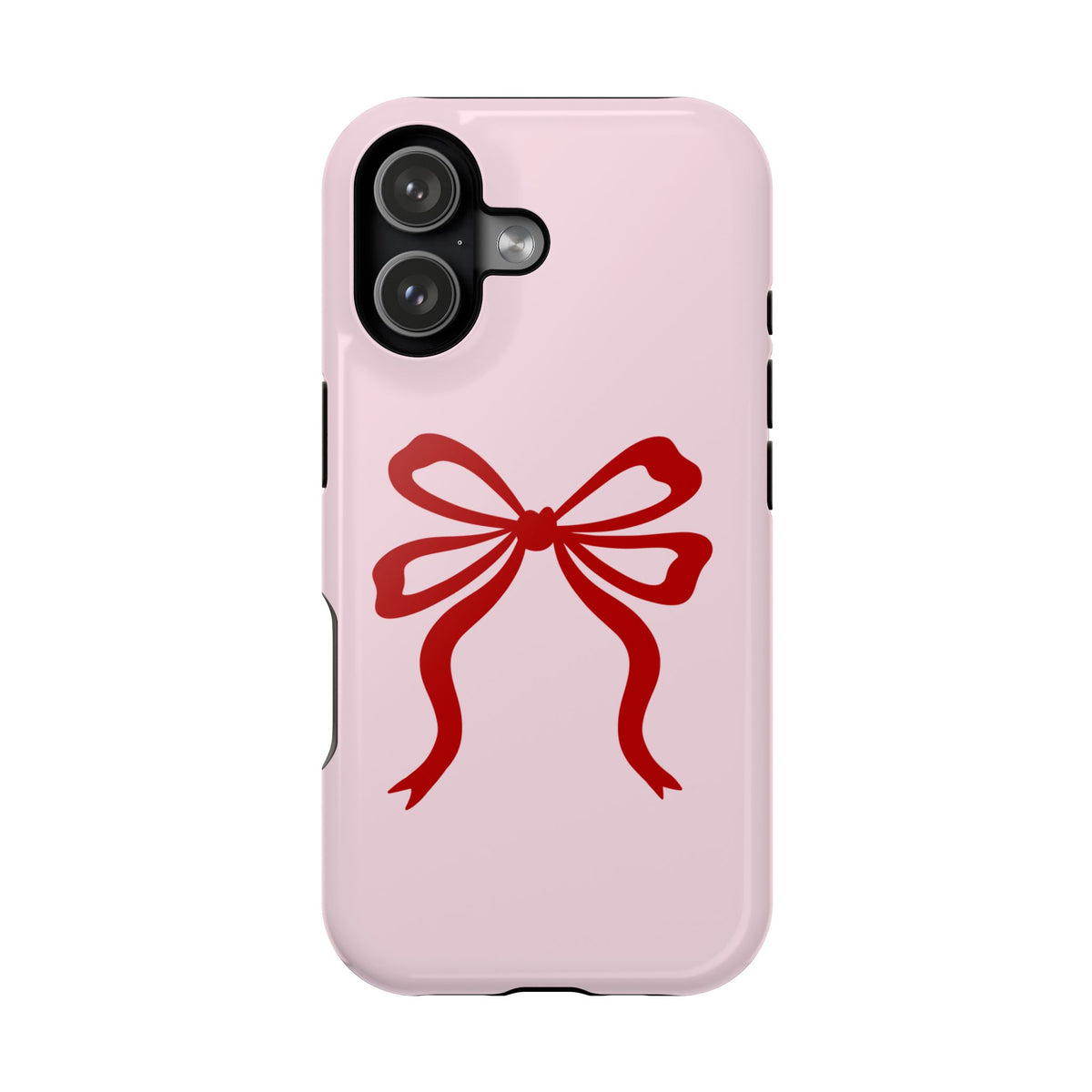Red Ribbon Bow protective phone case for iPhone 17, glossy finish