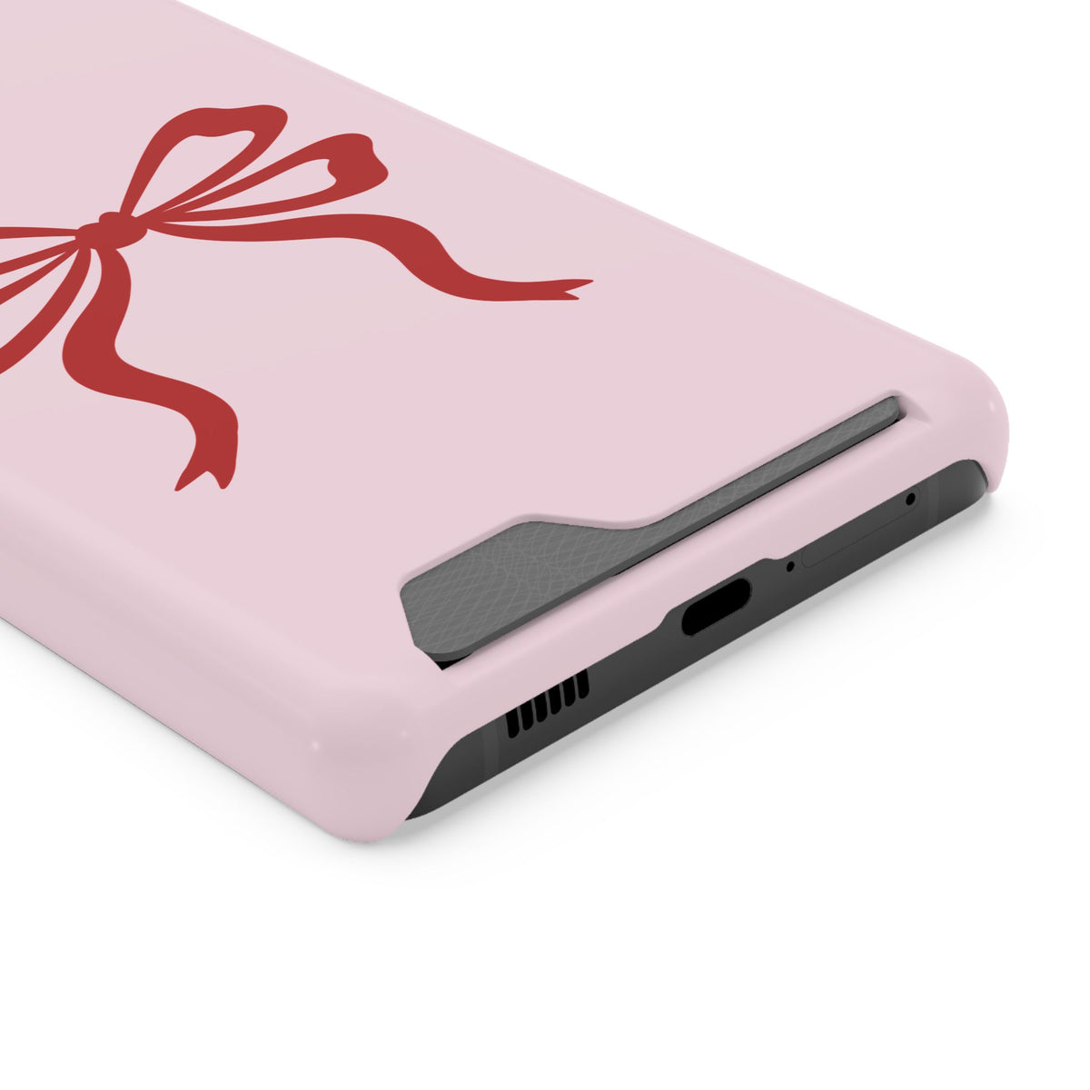 Red Ribbon Bow phone case with card holder for Samsung Galaxy S21 Ultra, glossy finish