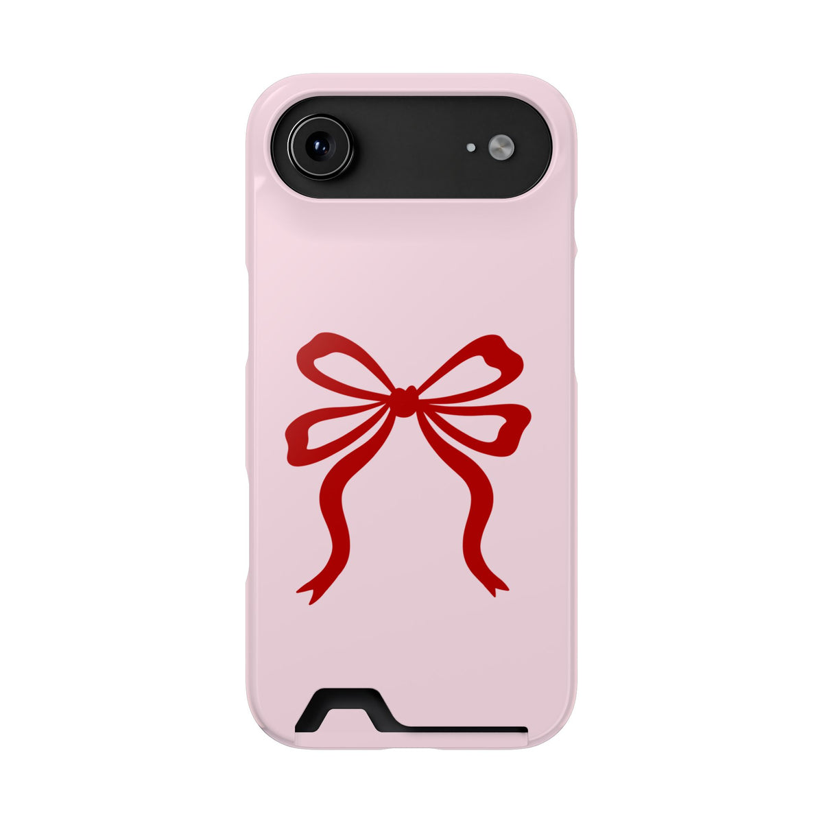 Red Ribbon Bow phone case with card holder for iPhone 17 Air, glossy finish