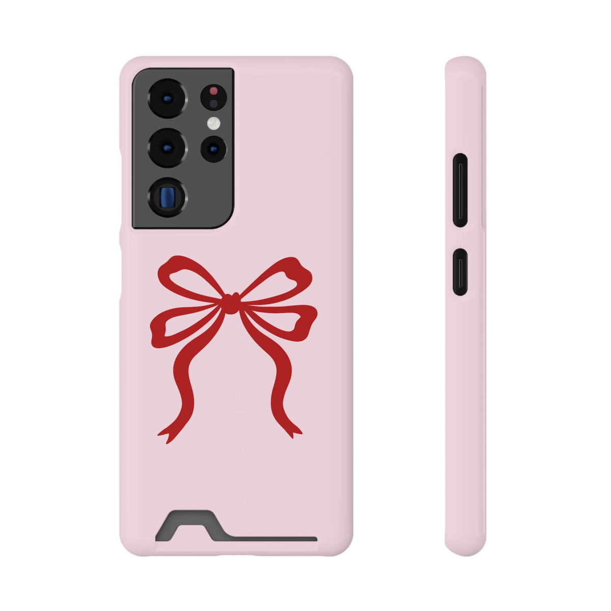 Red Ribbon Bow phone case with card holder for Samsung Galaxy S22 Plus, glossy finish