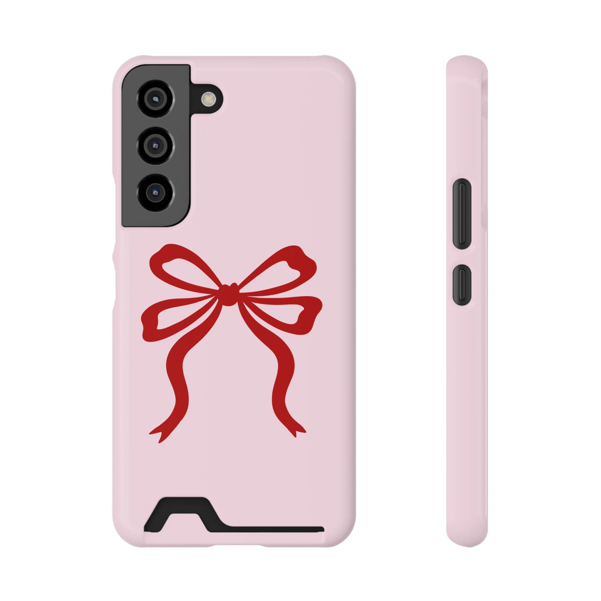 Red Ribbon Bow phone case with card holder for Samsung Galaxy S22, glossy finish