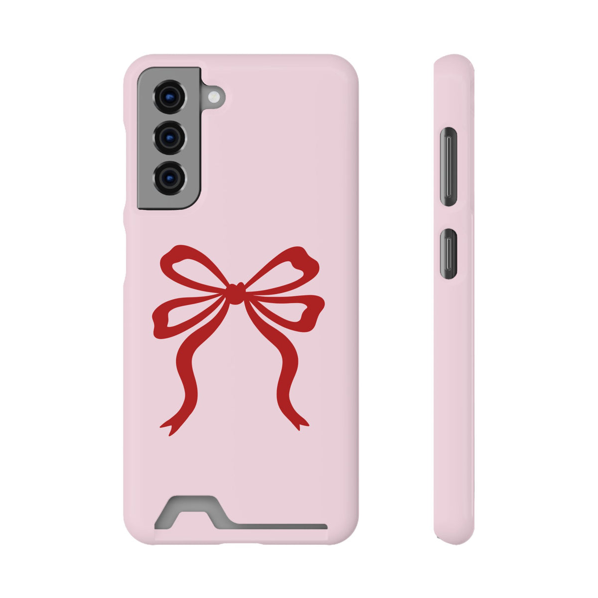 Red Ribbon Bow phone case with card holder for Samsung Galaxy S21, glossy finish