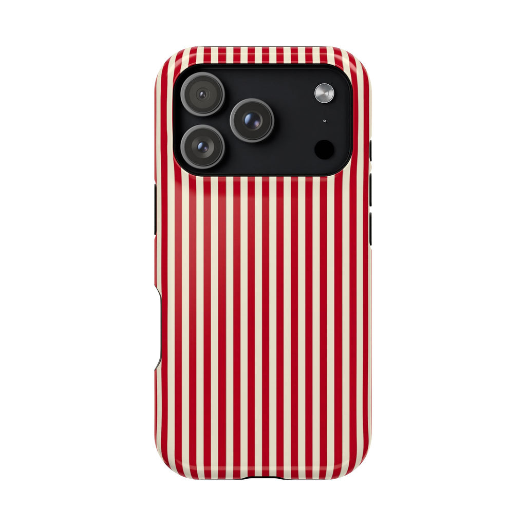 Red Stripe protective phone case for iPhone 18 Pro, glossy finish