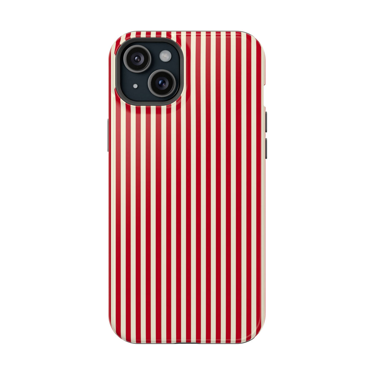 Red Stripe protective phone case for iPhone 15 Plus, glossy finish