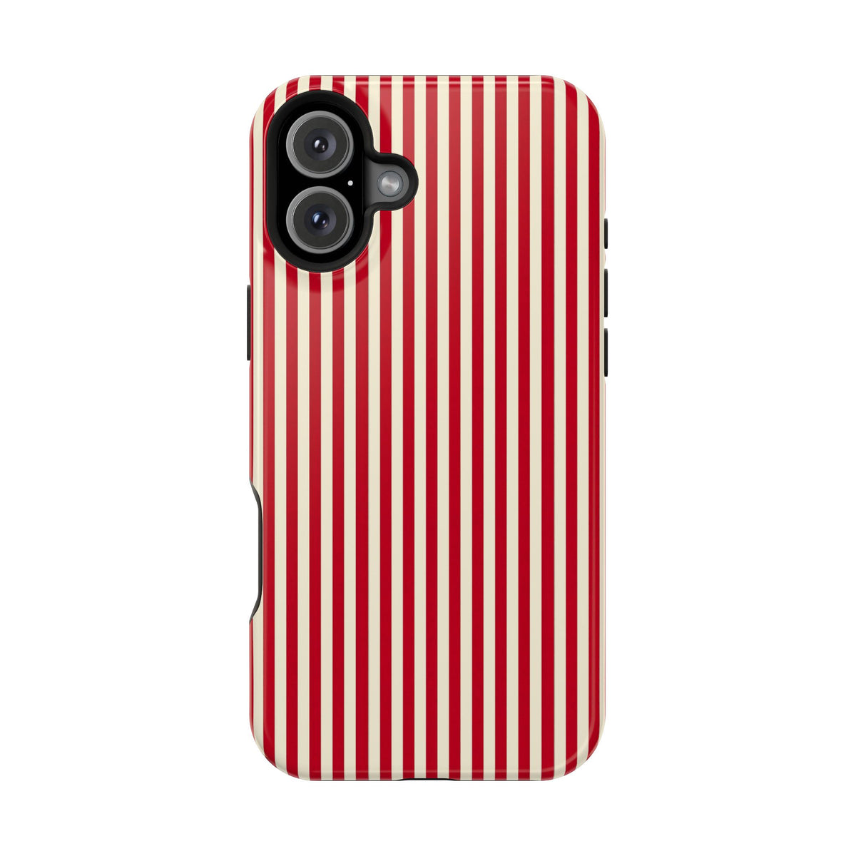 Red Stripe protective phone case for iPhone 16 Plus, glossy finish