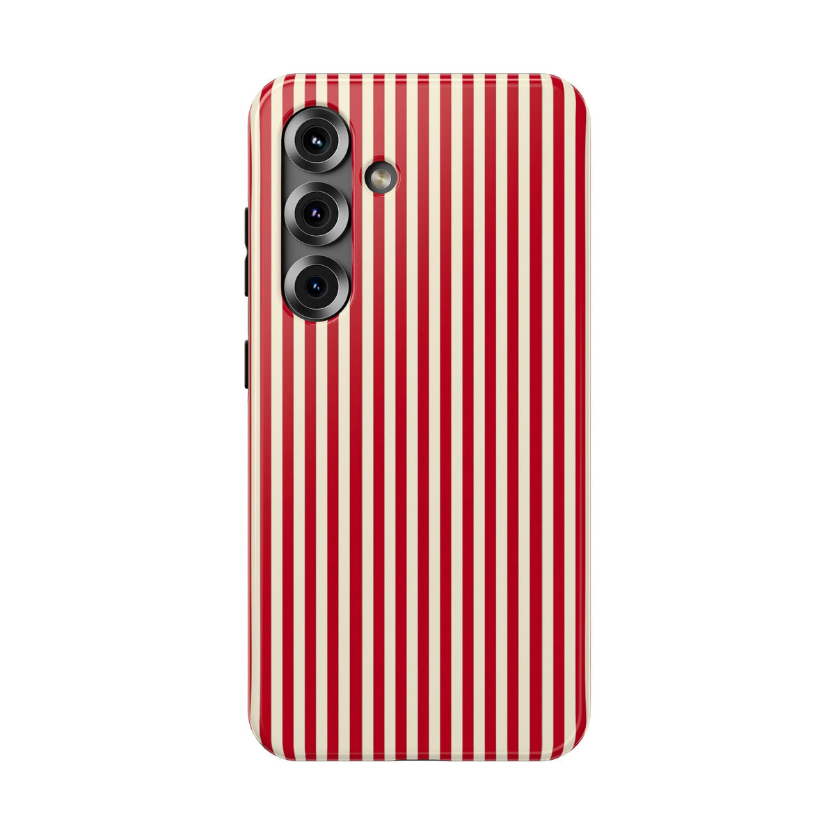 Red Stripe protective phone case for Samsung Galaxy S25, glossy finish
