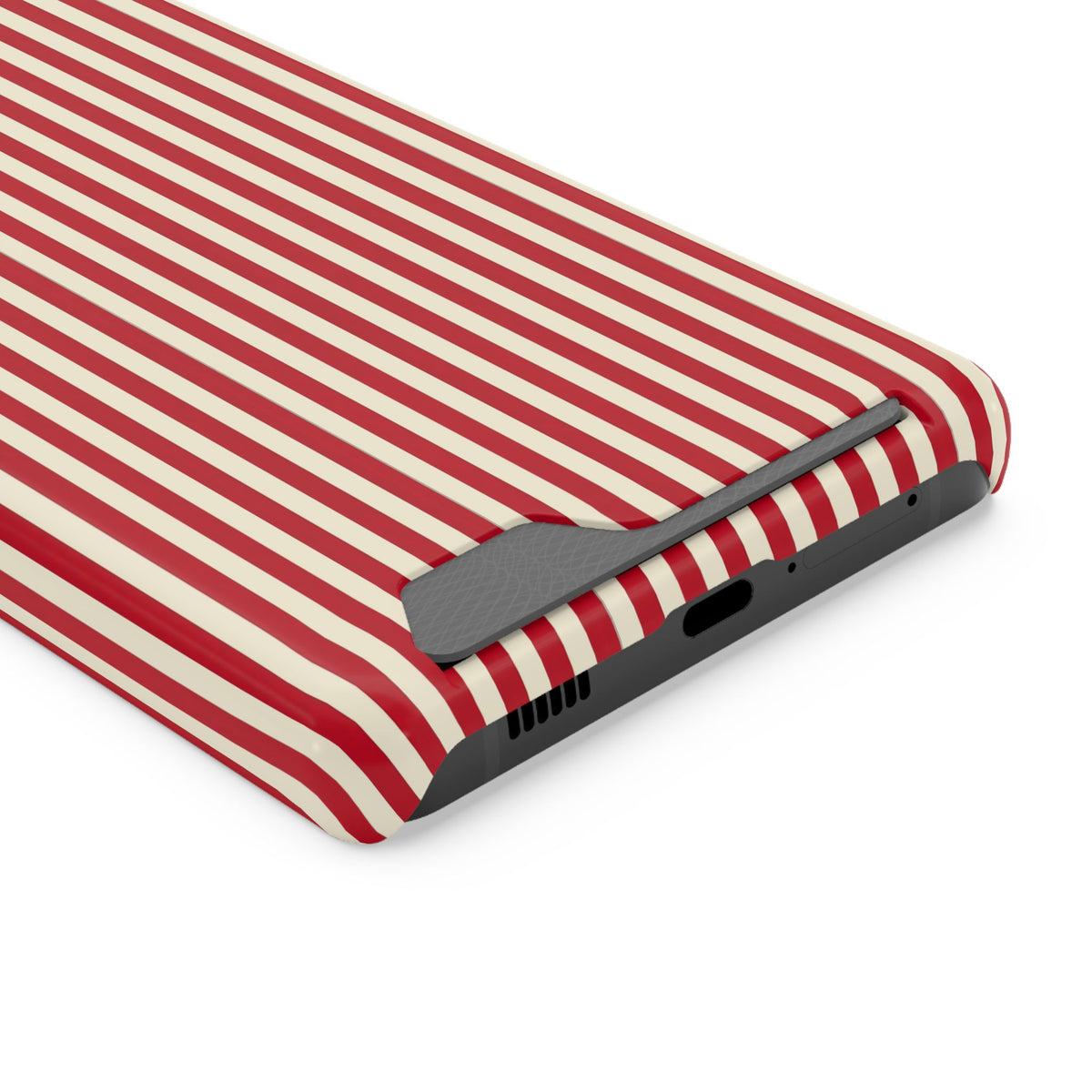 Red Stripe phone case with card holder for Samsung Galaxy S21 Ultra, glossy finish