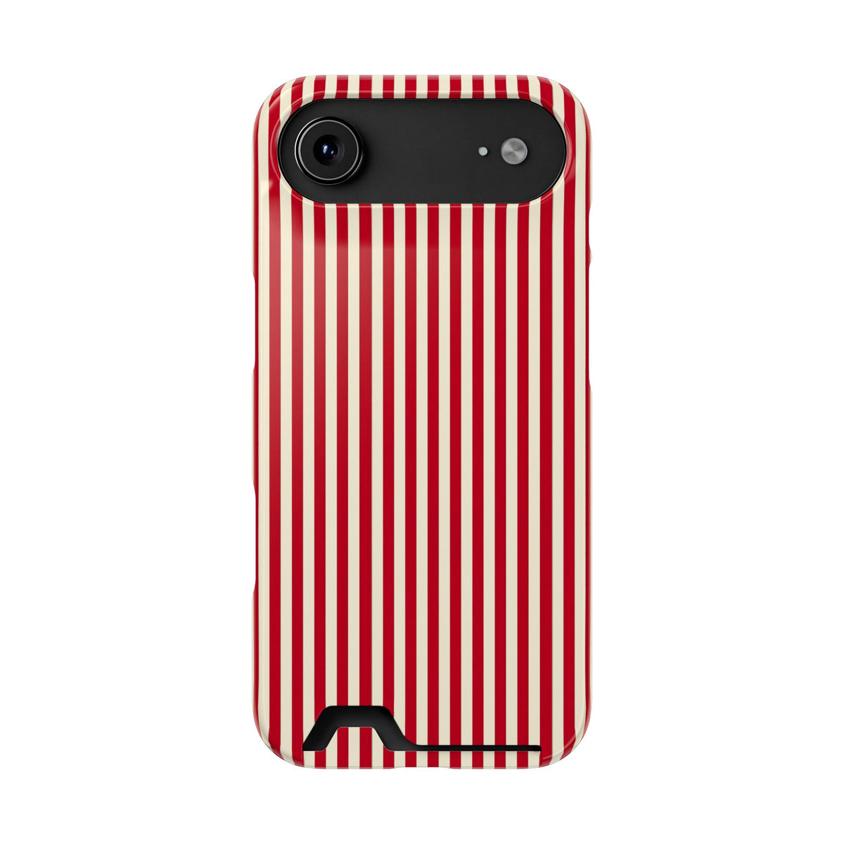 Red Stripe phone case with card holder for iPhone 17 Air, glossy finish