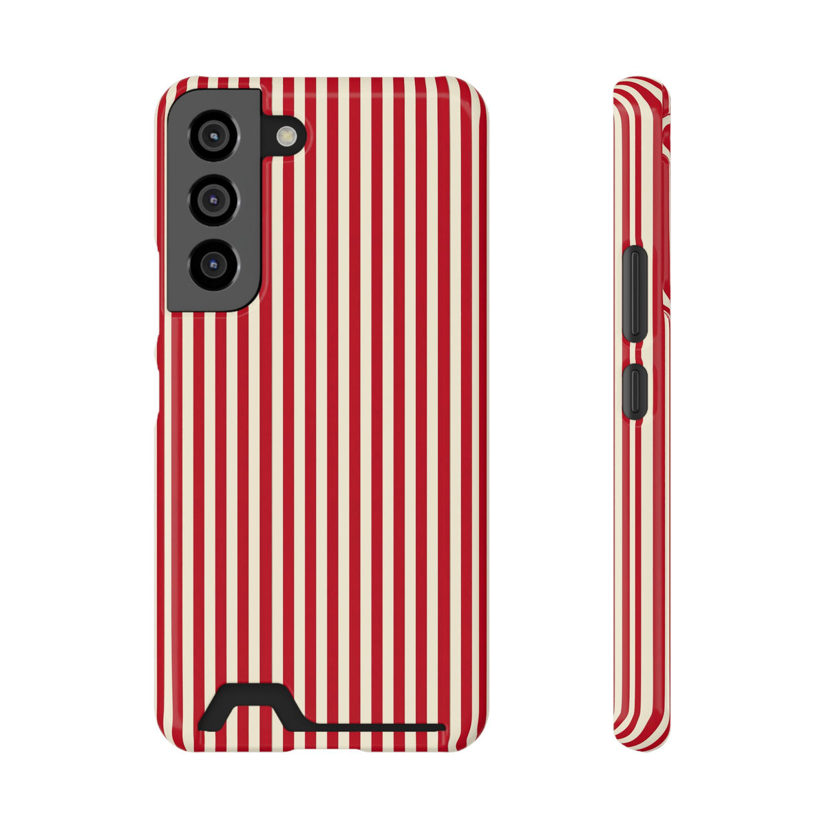 Red Stripe phone case with card holder for Samsung Galaxy S22, glossy finish