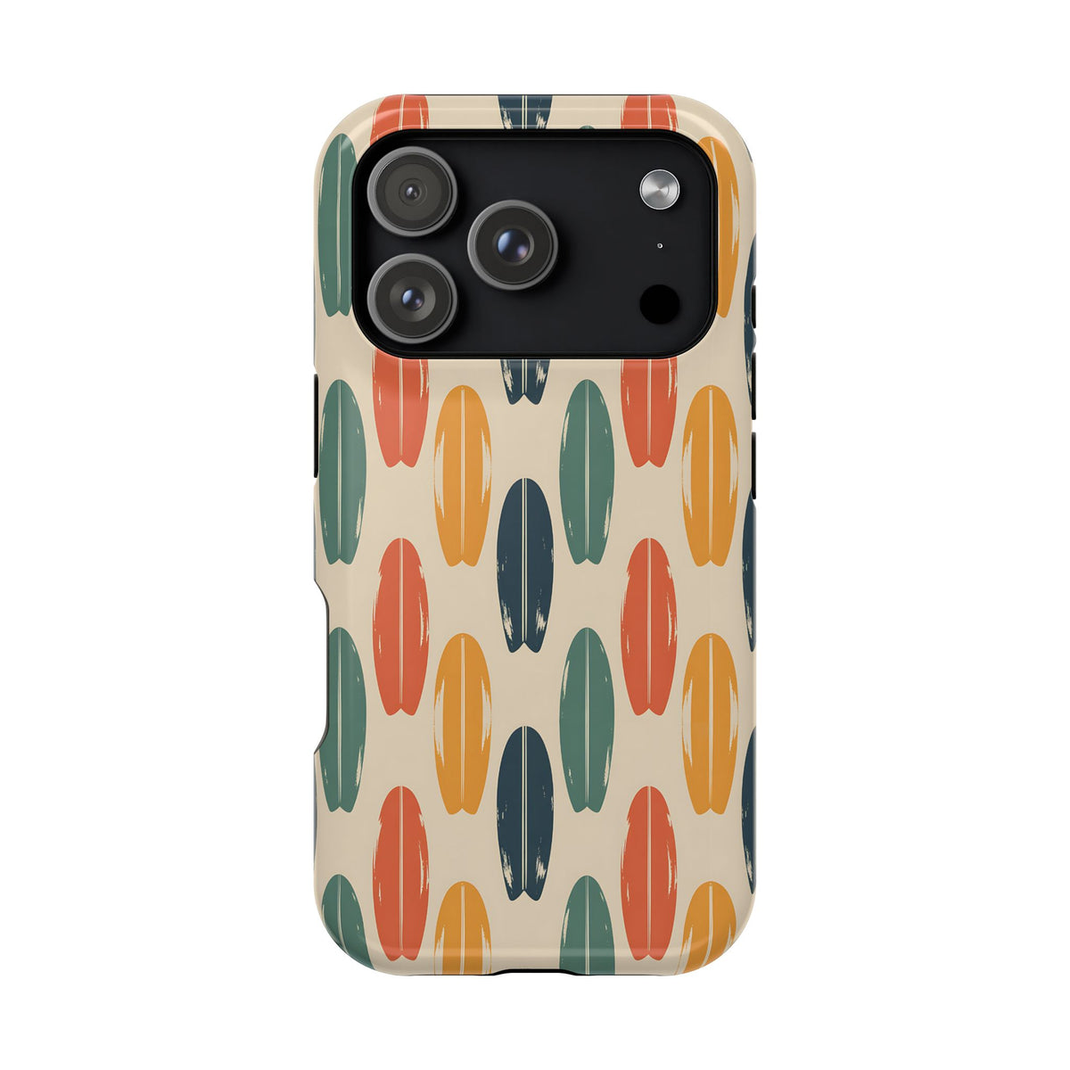 Retro Surfboard protective phone case for iPhone 18 Pro, glossy finish