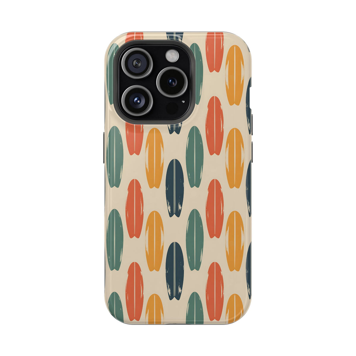 Retro Surfboard protective phone case for iPhone 15 Pro, glossy finish