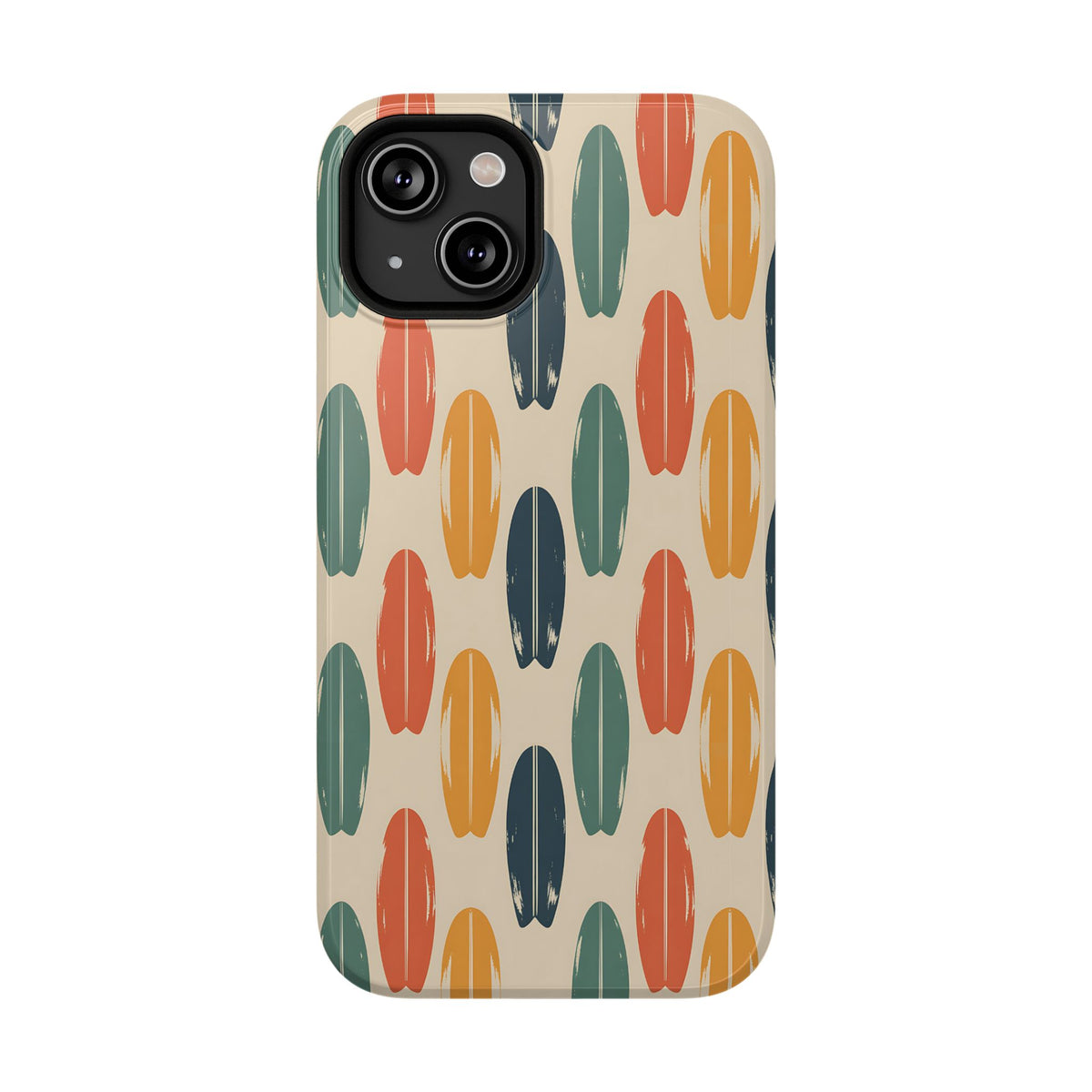Retro Surfboard protective phone case for iPhone 14, glossy finish