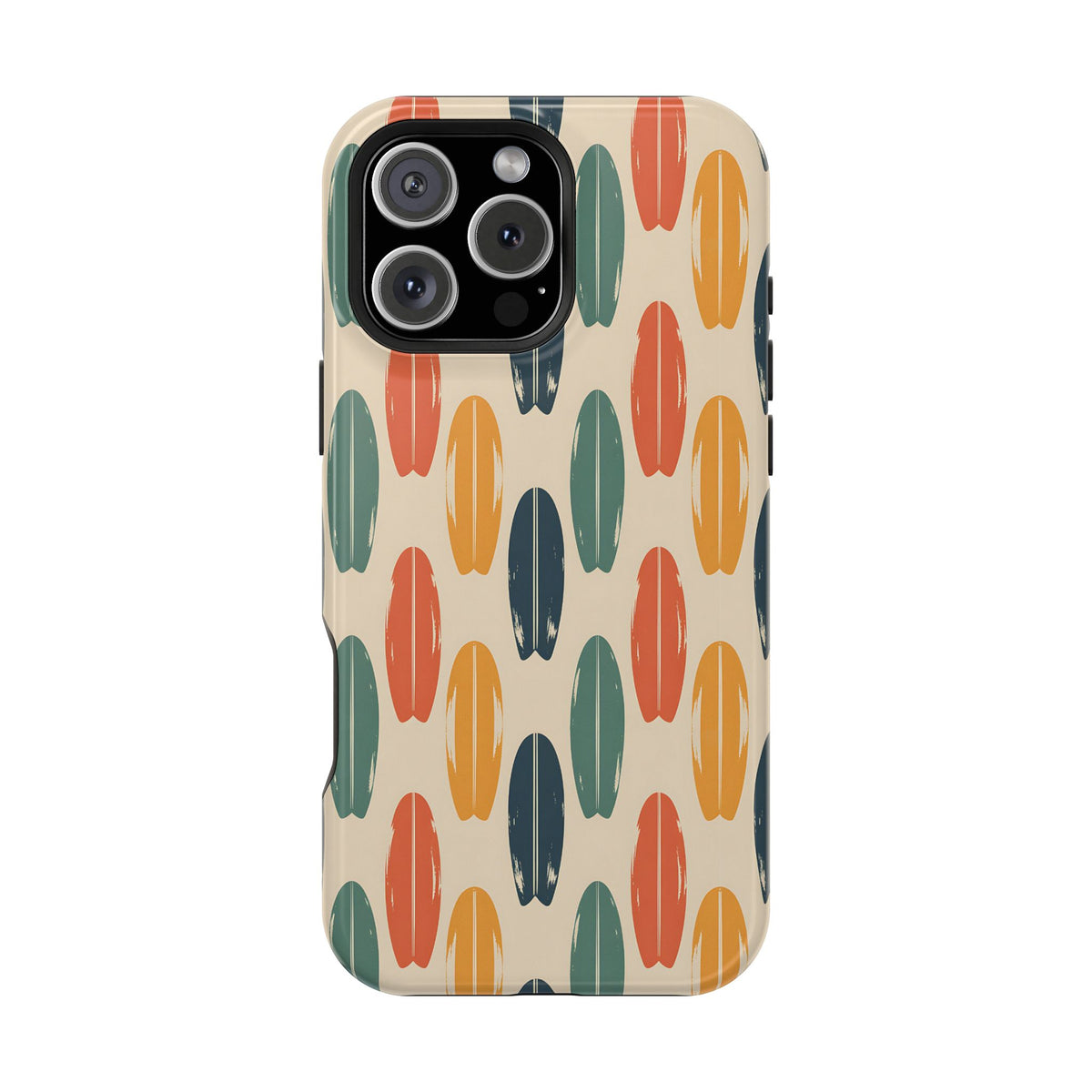 Retro Surfboard protective phone case for iPhone 16 Pro Max, glossy finish