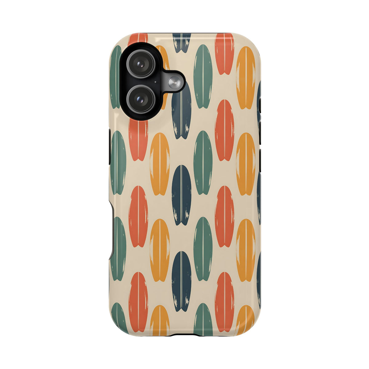 Retro Surfboard protective phone case for iPhone 17, glossy finish