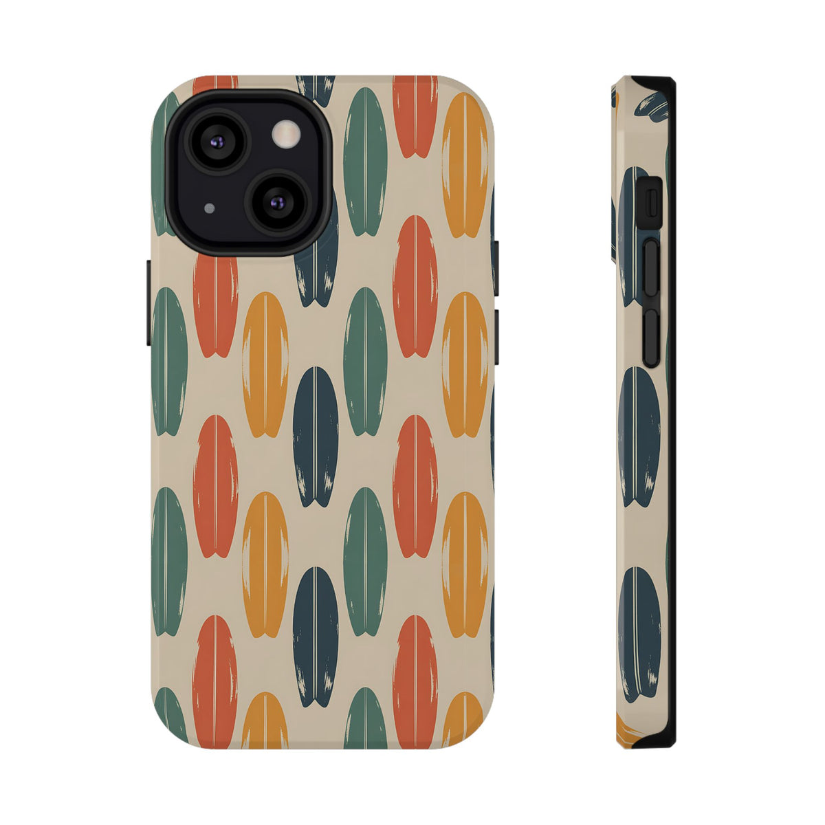 Retro Surfboard protective phone case for iPhone 13 Mini, glossy finish