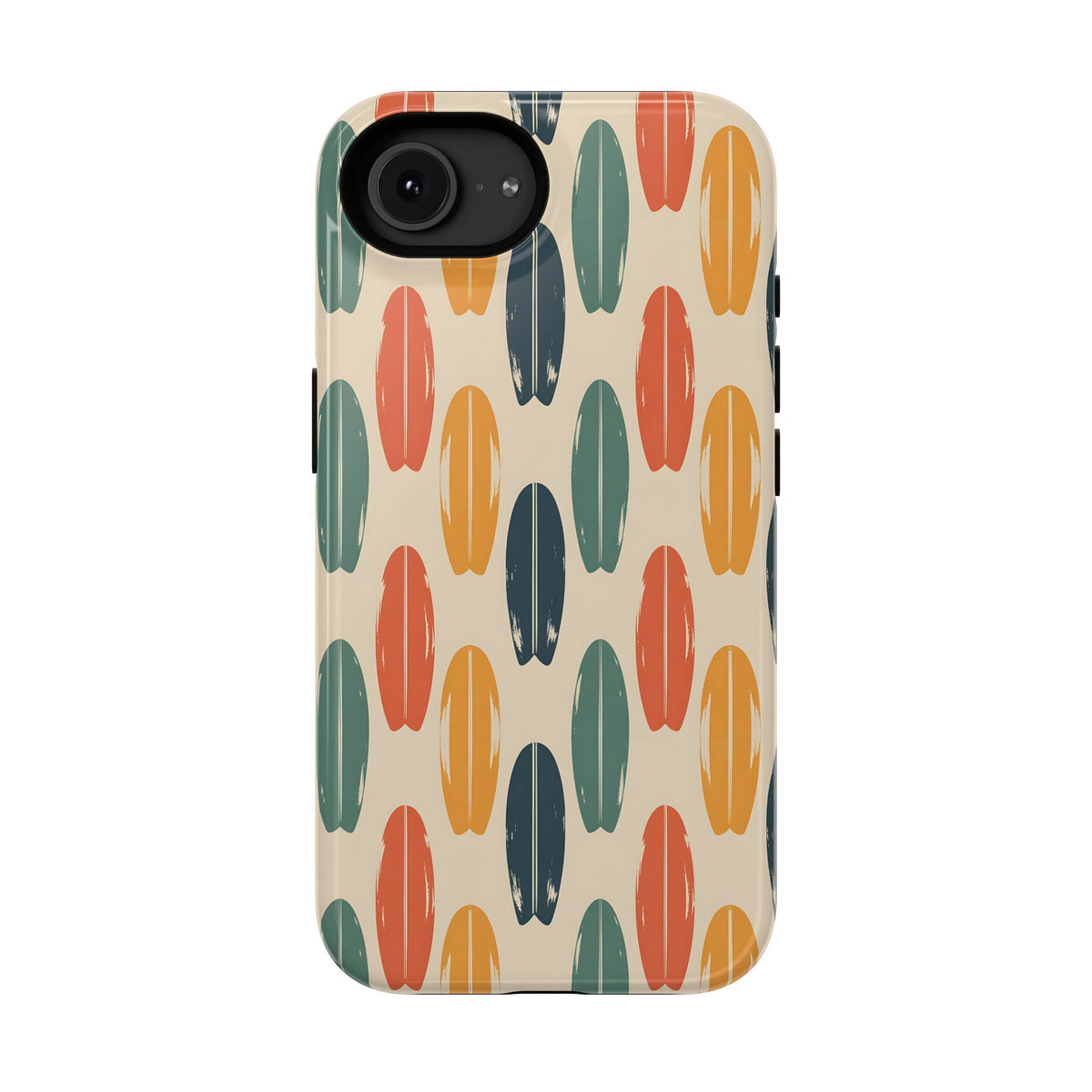 Retro Surfboard protective phone case for iPhone 16e, glossy finish