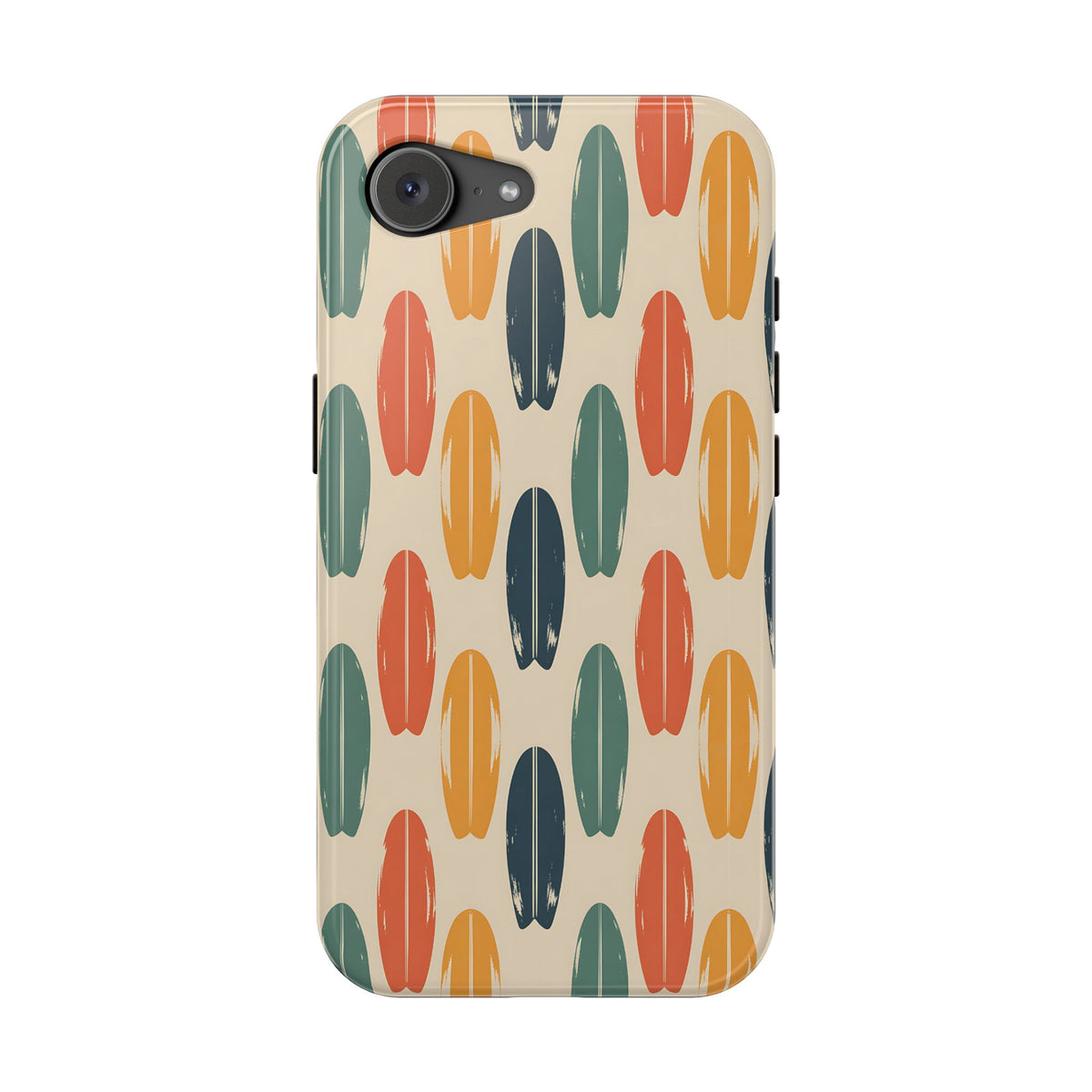Retro Surfboard protective phone case for iPhone 17e, glossy finish