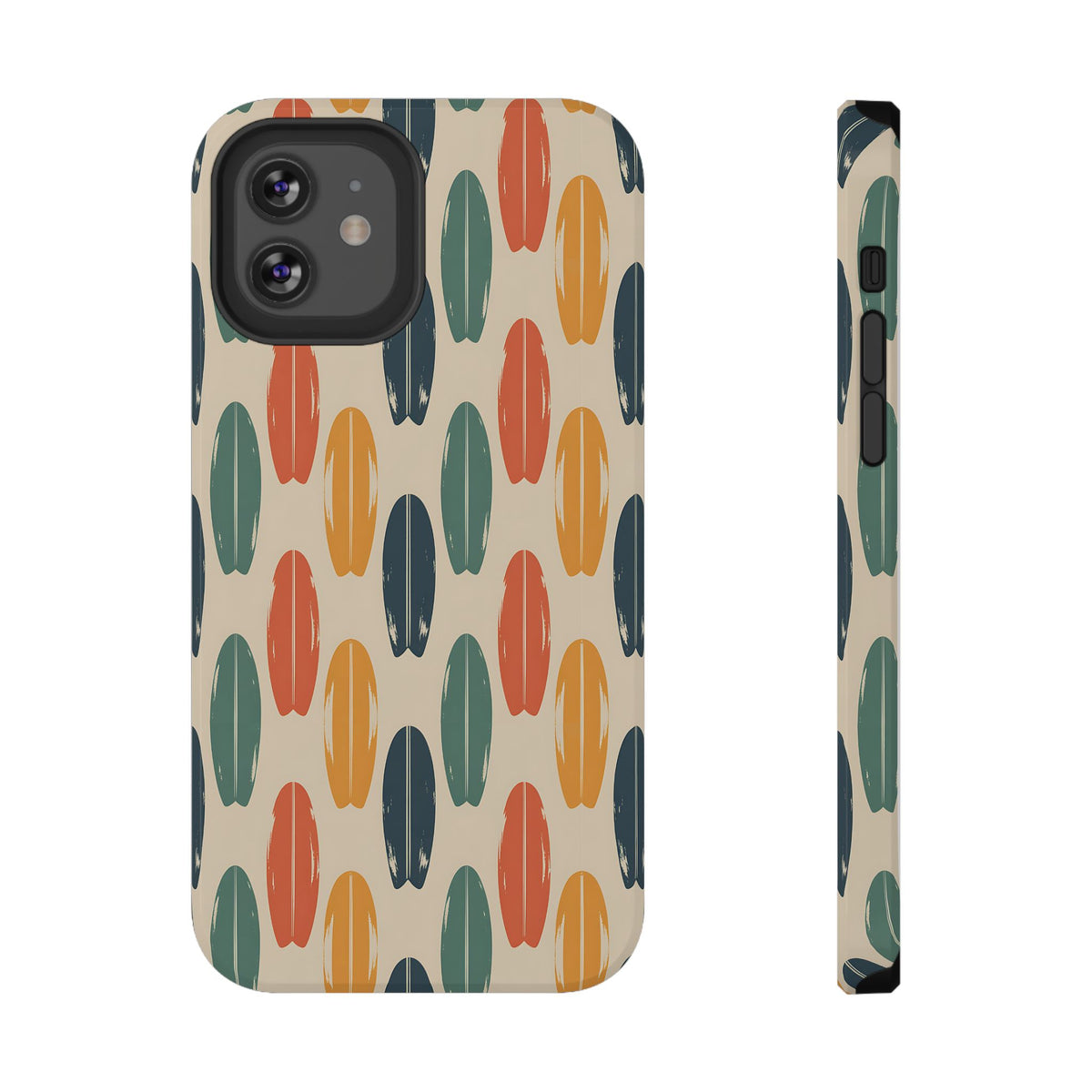 Retro Surfboard protective phone case for iPhone 12, glossy finish