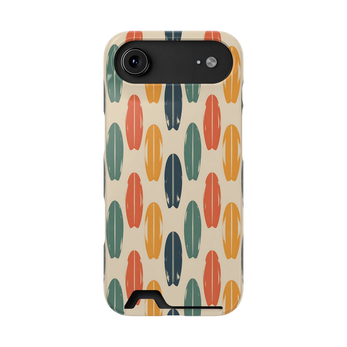 Retro Surfboard phone case with card holder for iPhone 17 Air, glossy finish