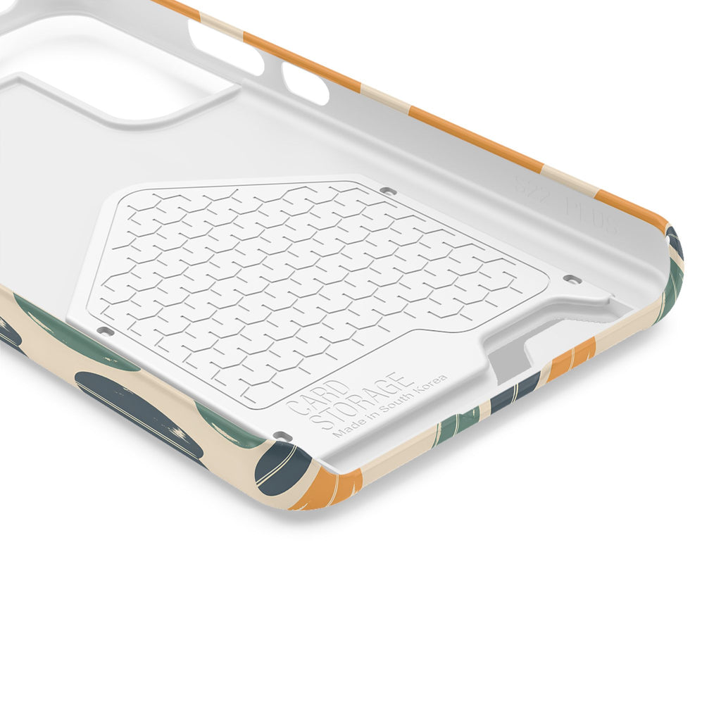 Retro Surfboard phone case with card holder, close-up of the inside