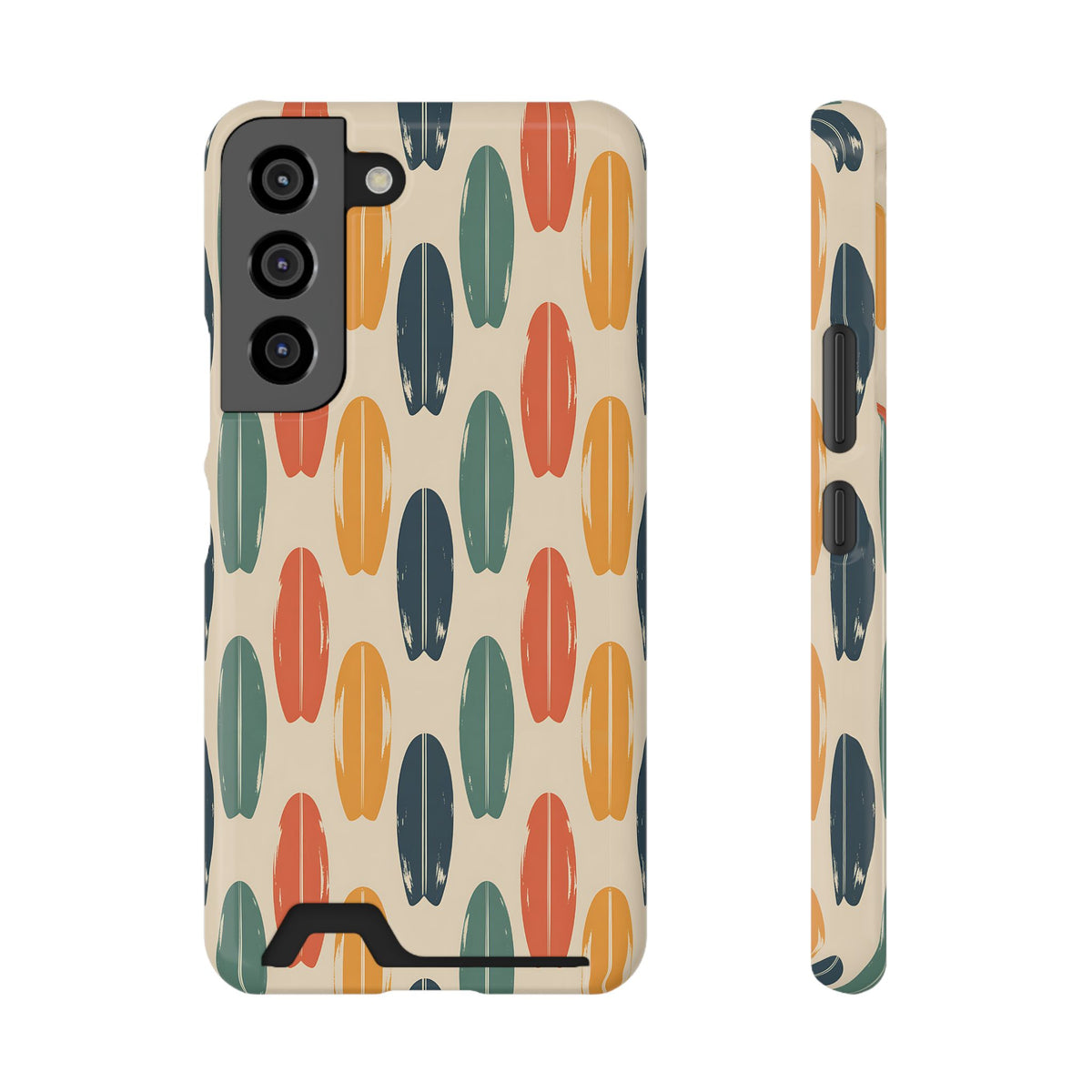 Retro Surfboard phone case with card holder for Samsung Galaxy S22, glossy finish