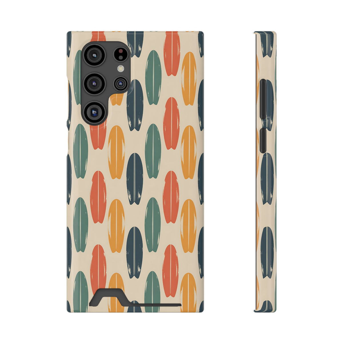 Retro Surfboard phone case with card holder for Samsung Galaxy S22 Ultra, glossy finish