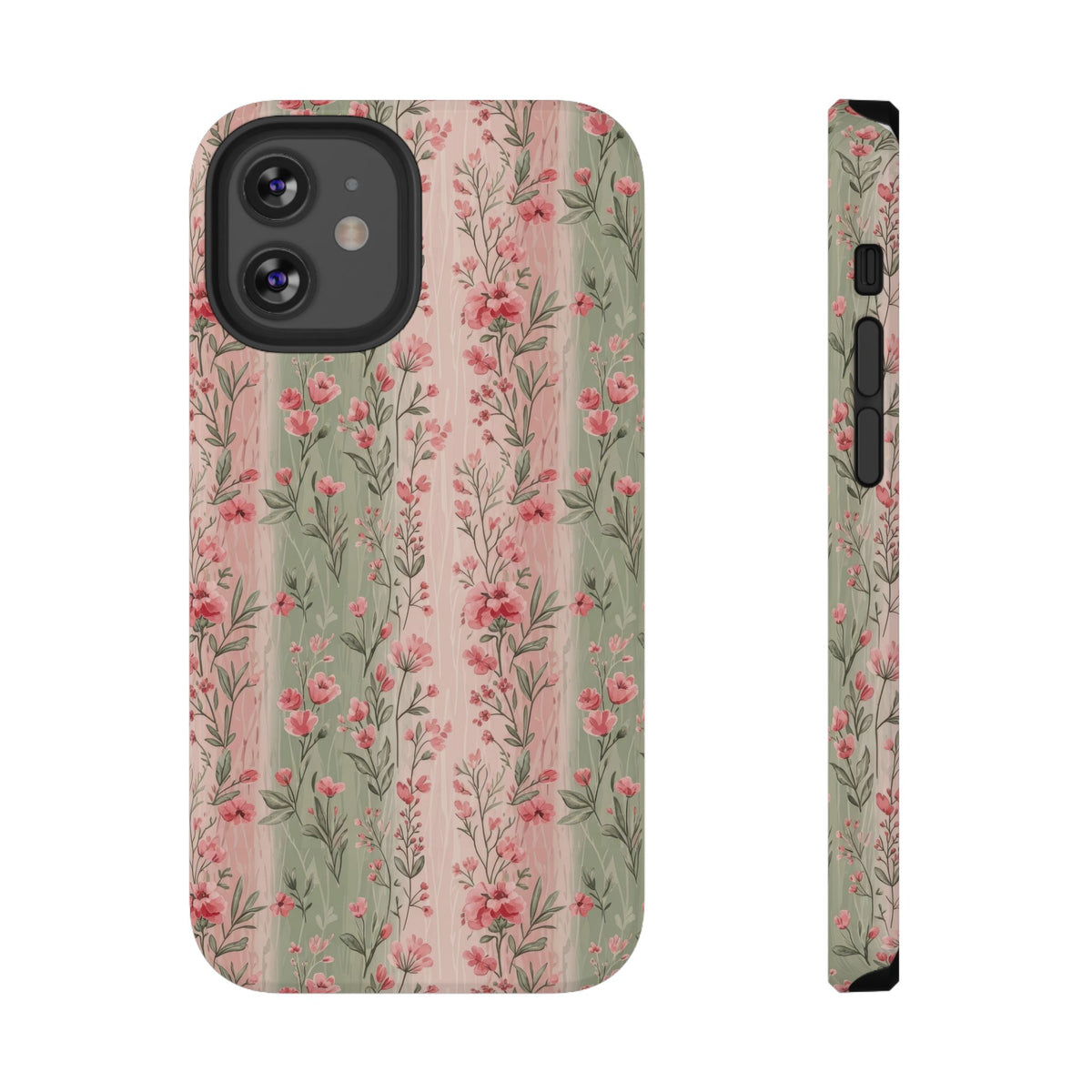 Rose Garden Stripe protective phone case for iPhone 12 Mini, glossy finish