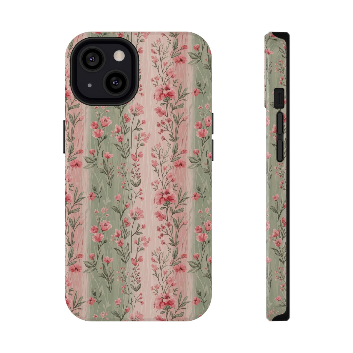 Rose Garden Stripe protective phone case for iPhone 13, glossy finish