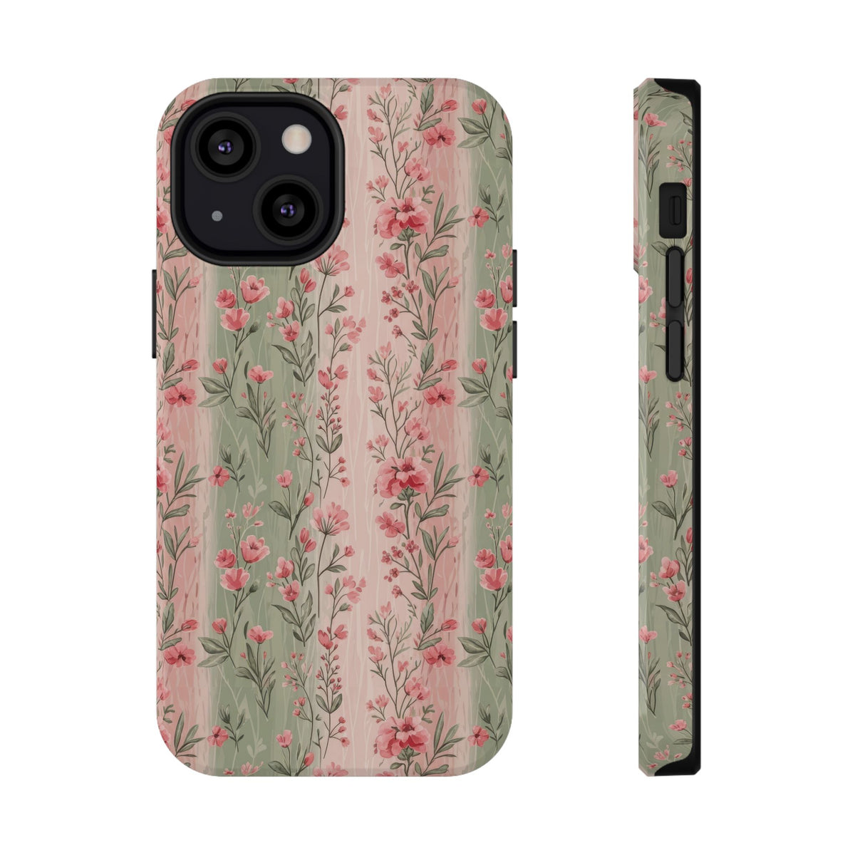 Rose Garden Stripe protective phone case for iPhone 13 Mini, glossy finish