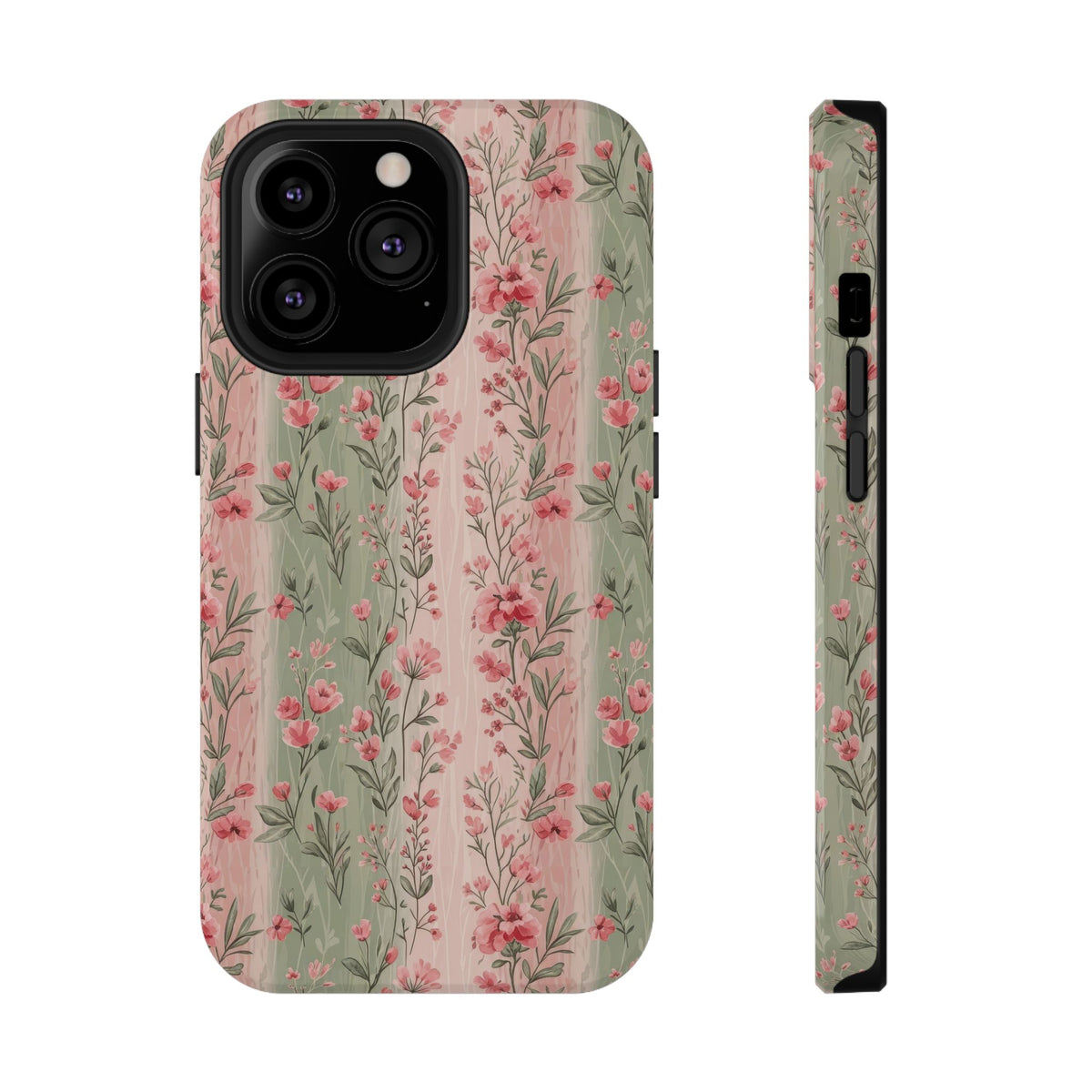 Rose Garden Stripe protective phone case for iPhone 13 Pro, glossy finish