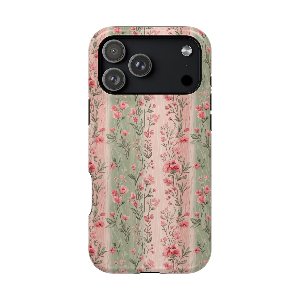 Rose Garden Stripe protective phone case for iPhone 18 Pro Max, glossy finish