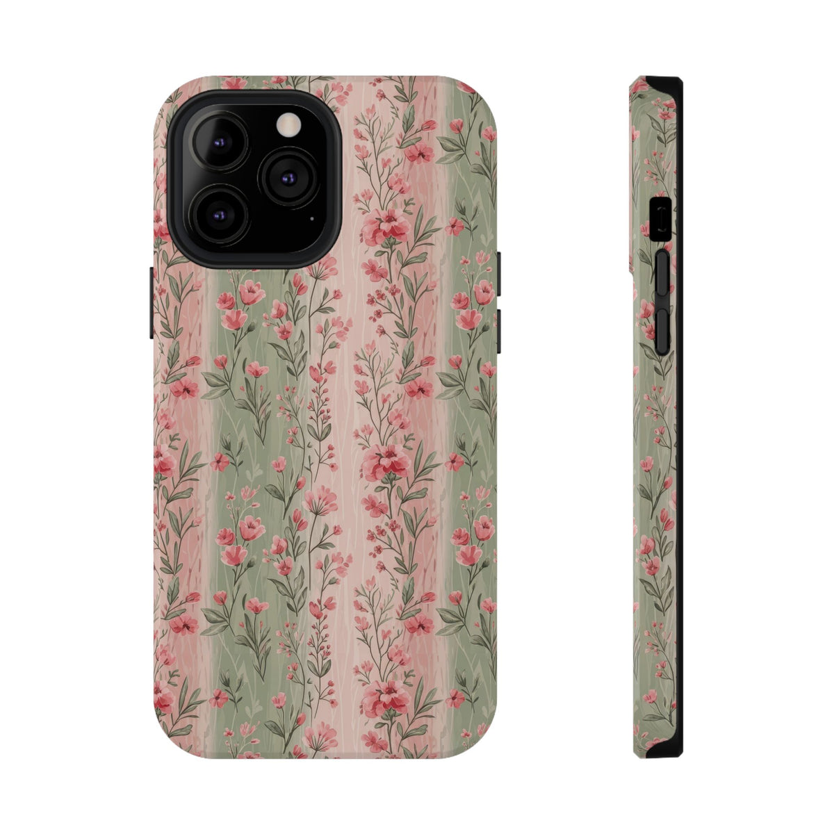 Rose Garden Stripe protective phone case for iPhone 13 Pro Max, glossy finish