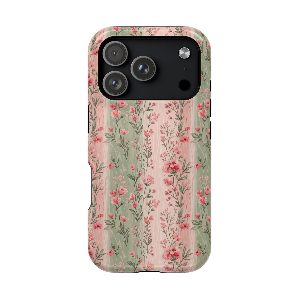 Rose Garden Stripe MagSafe case for iPhone 18 Pro, glossy finish