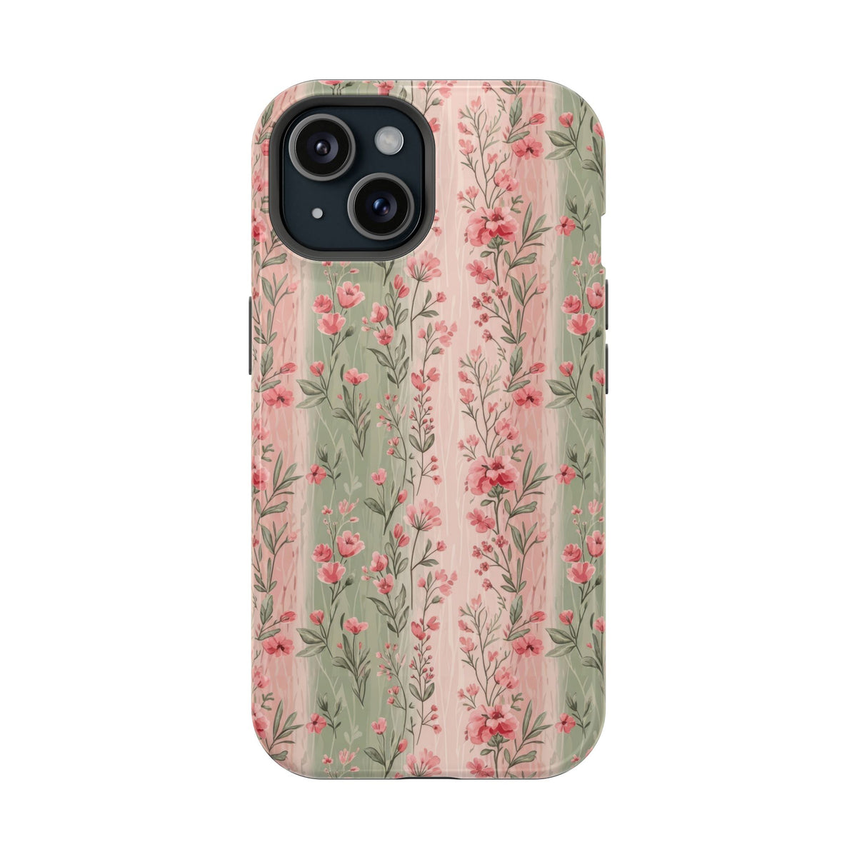 Rose Garden Stripe MagSafe case for iPhone 15, glossy finish