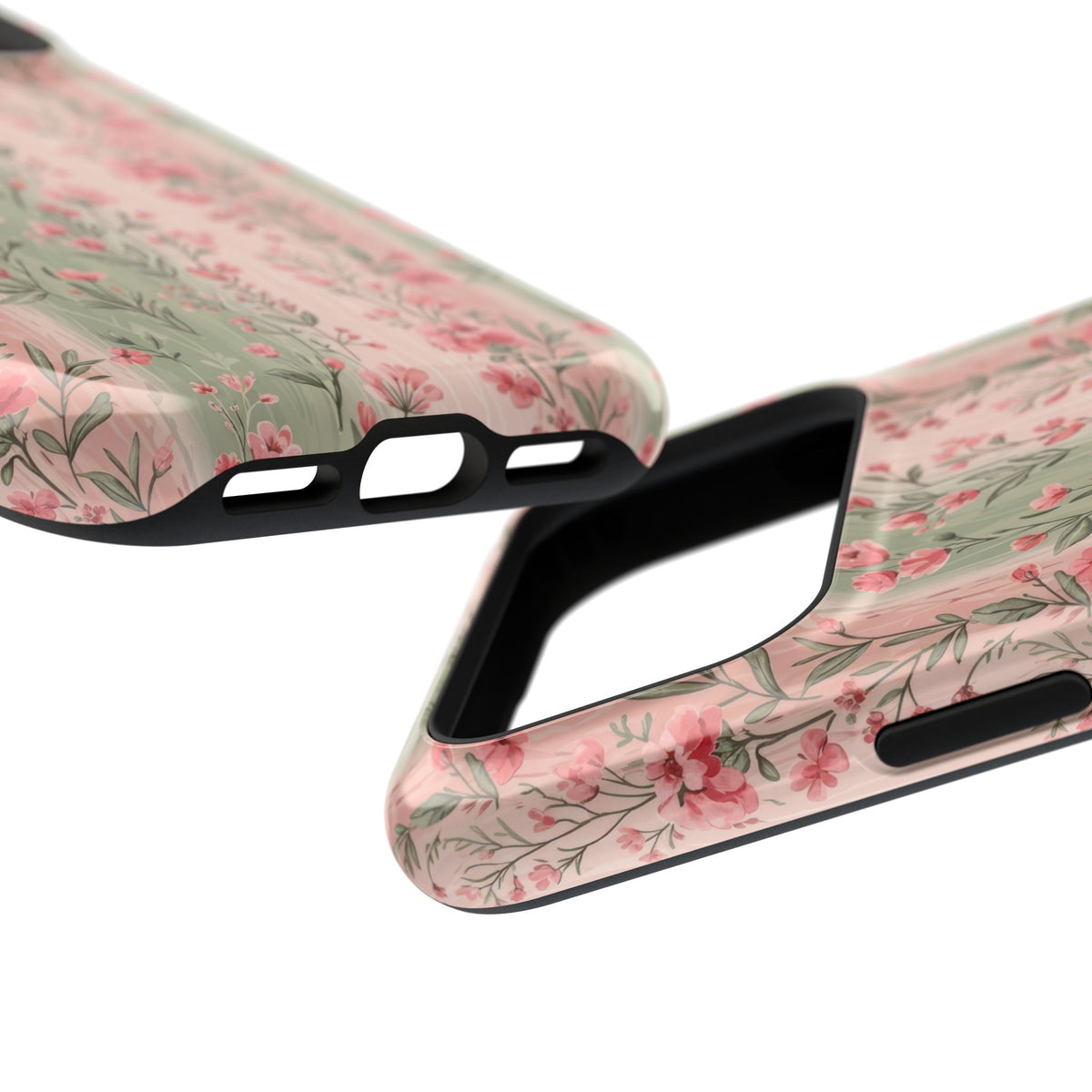 Rose Garden Stripe MagSafe case, close-up at an angle