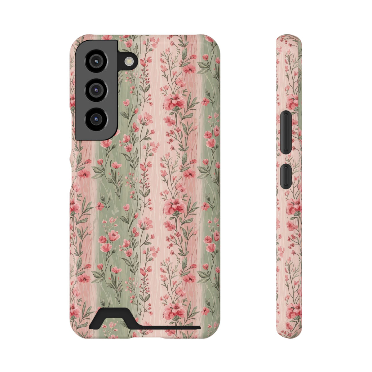 Rose Garden Stripe phone case with card holder for Samsung Galaxy S22, glossy finish