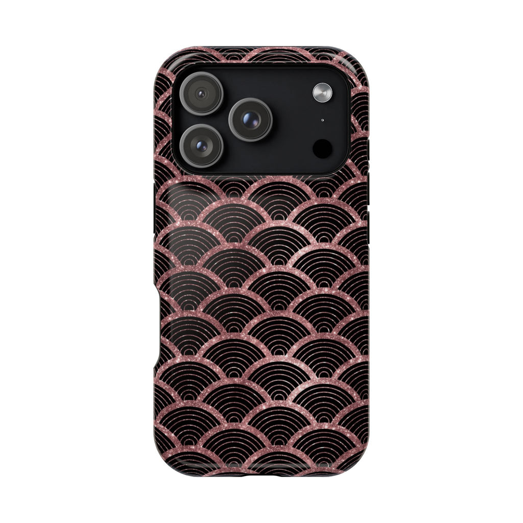 Rose Gold Scale protective phone case for iPhone 18 Pro, glossy finish