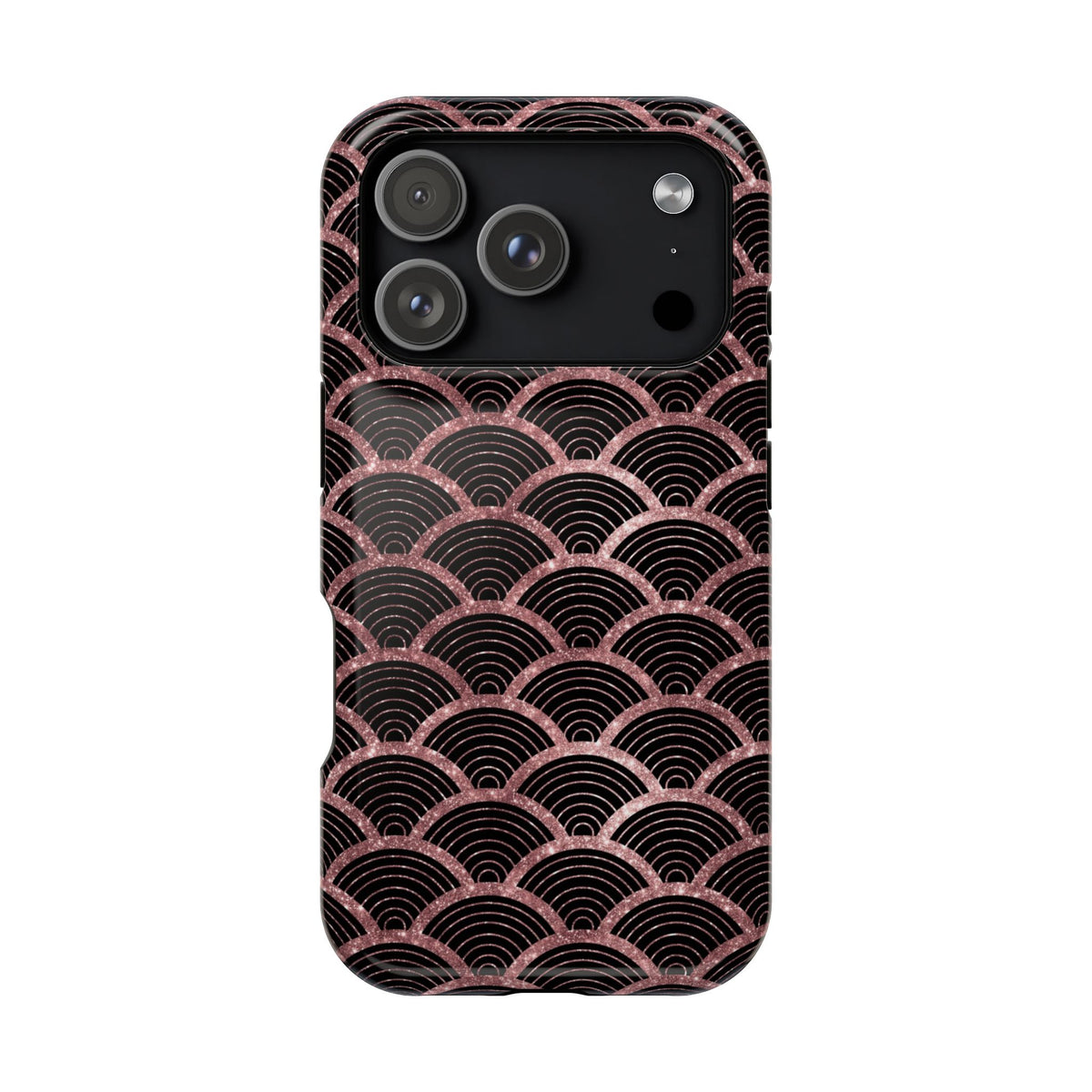 Rose Gold Scale protective phone case for iPhone 18 Pro, glossy finish