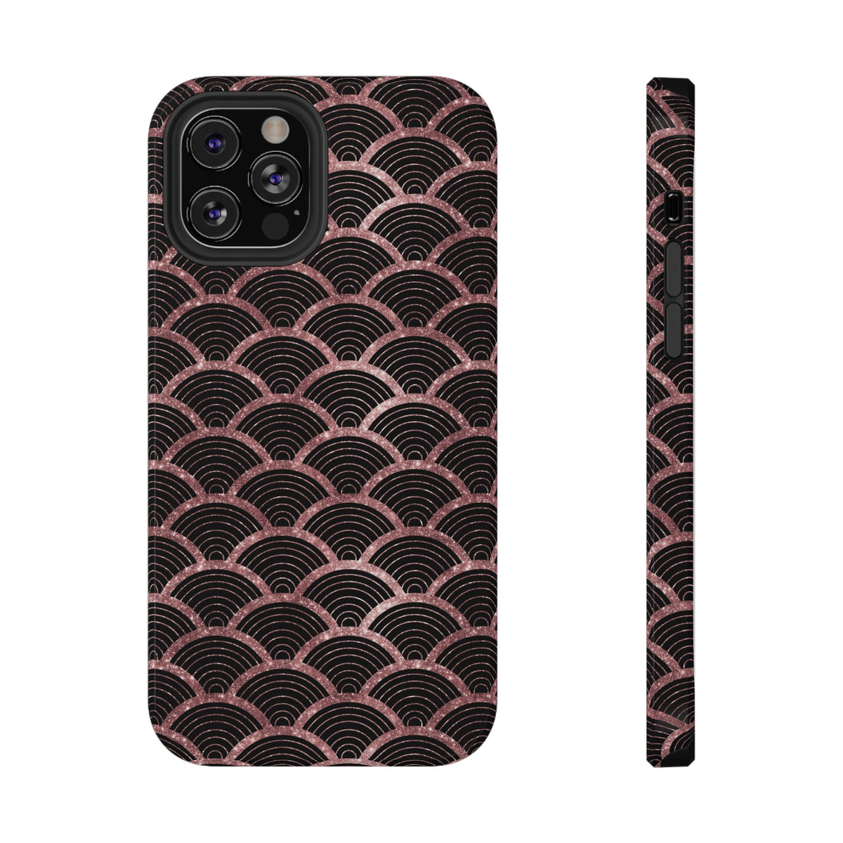 Rose Gold Scale protective phone case for iPhone 12 Pro, glossy finish