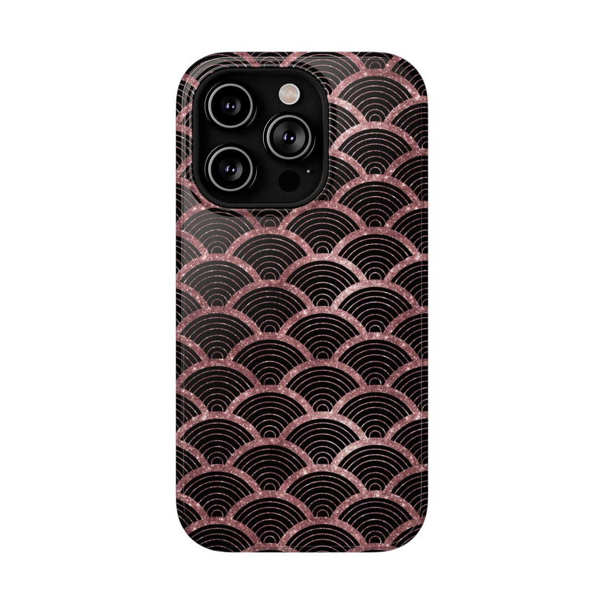 Rose Gold Scale protective phone case for iPhone 14 Pro, glossy finish