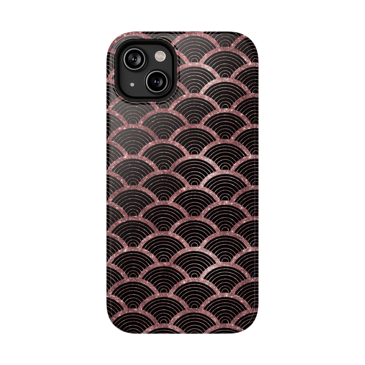 Rose Gold Scale protective phone case for iPhone 14 Plus, glossy finish
