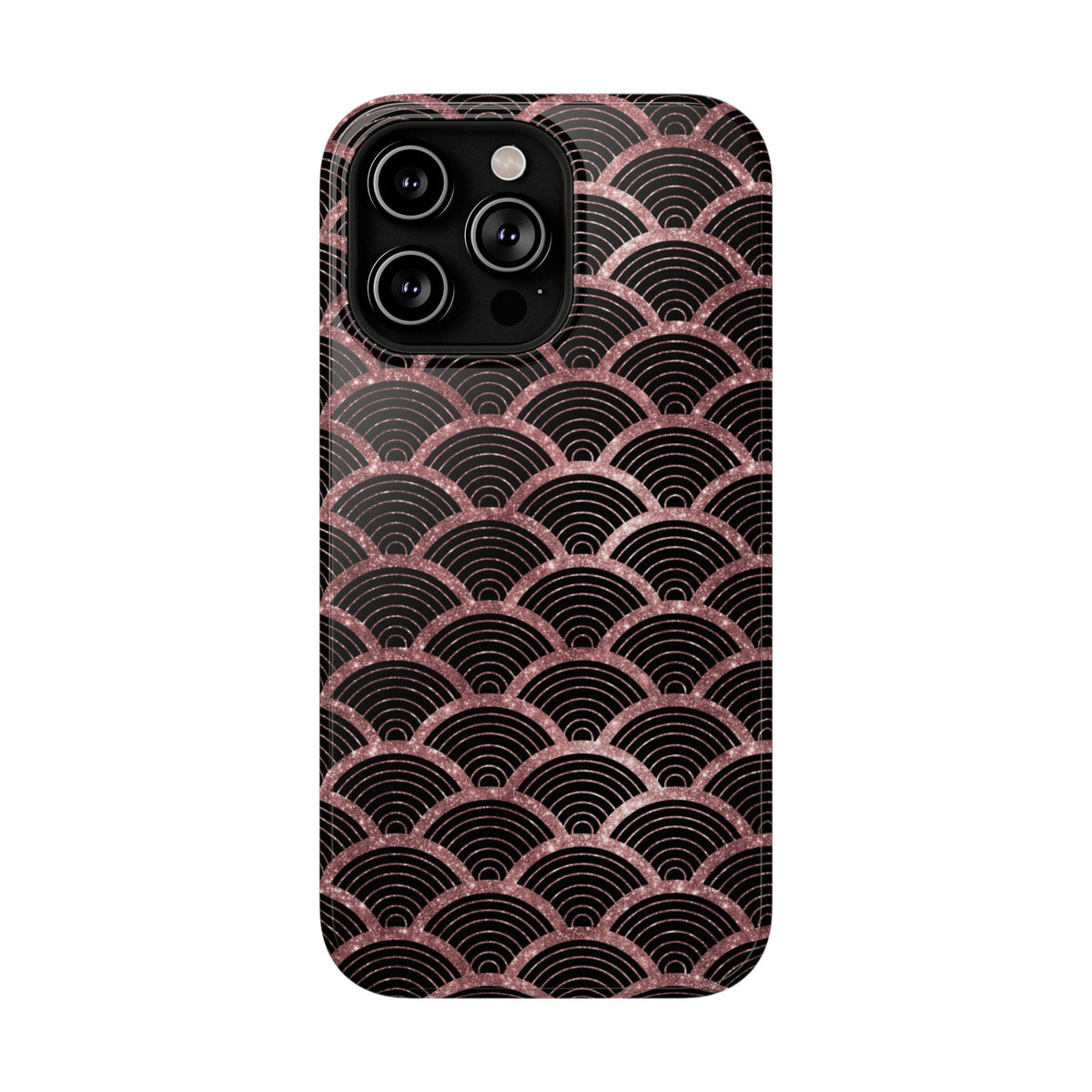 Rose Gold Scale protective phone case for iPhone 14 Pro Max, glossy finish