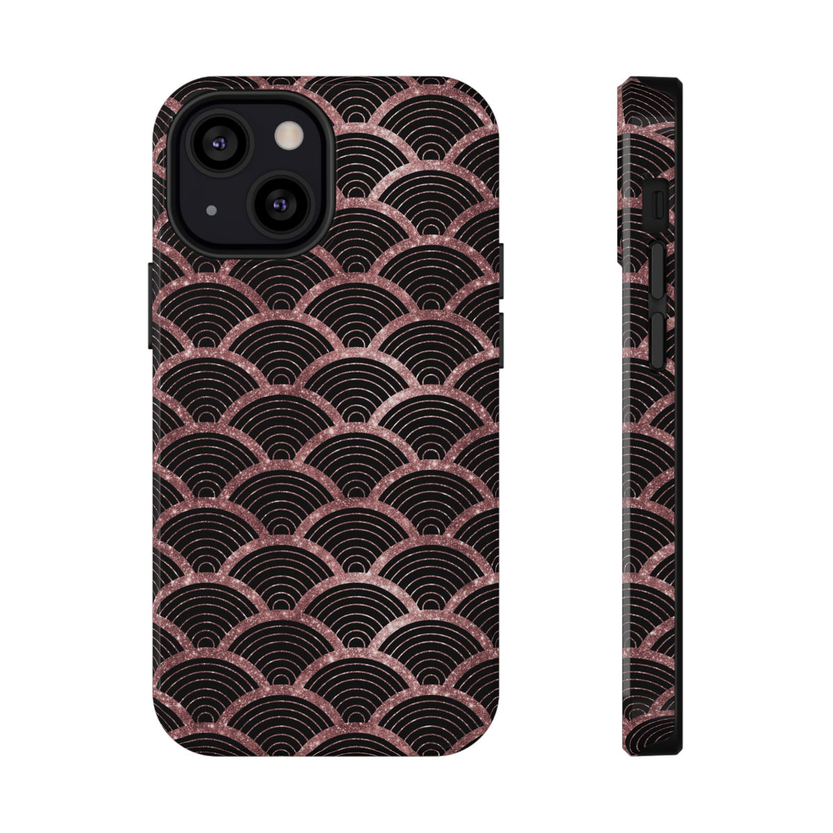 Rose Gold Scale protective phone case for iPhone 13 Mini, glossy finish