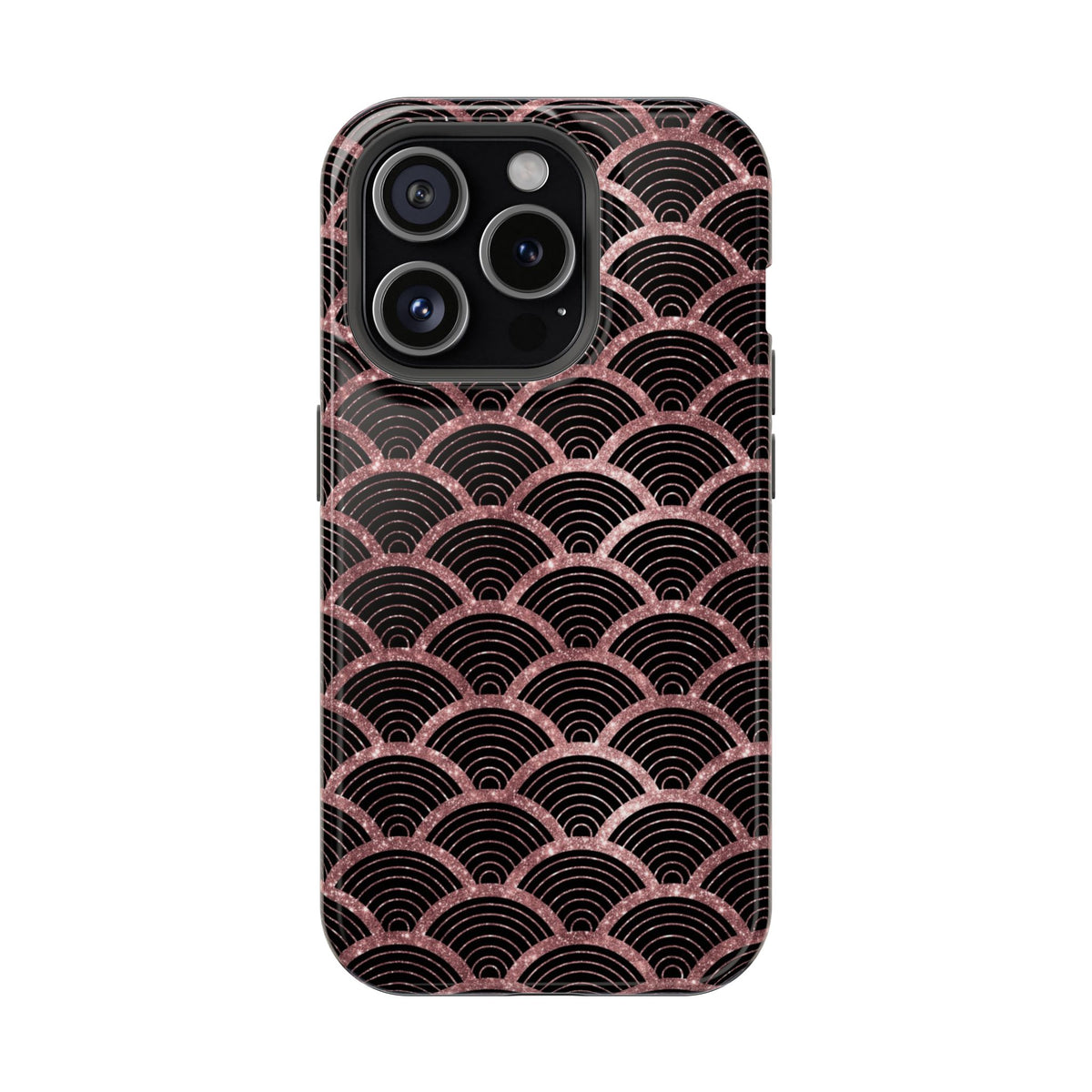 Rose Gold Scale MagSafe case for iPhone 15 Pro, glossy finish