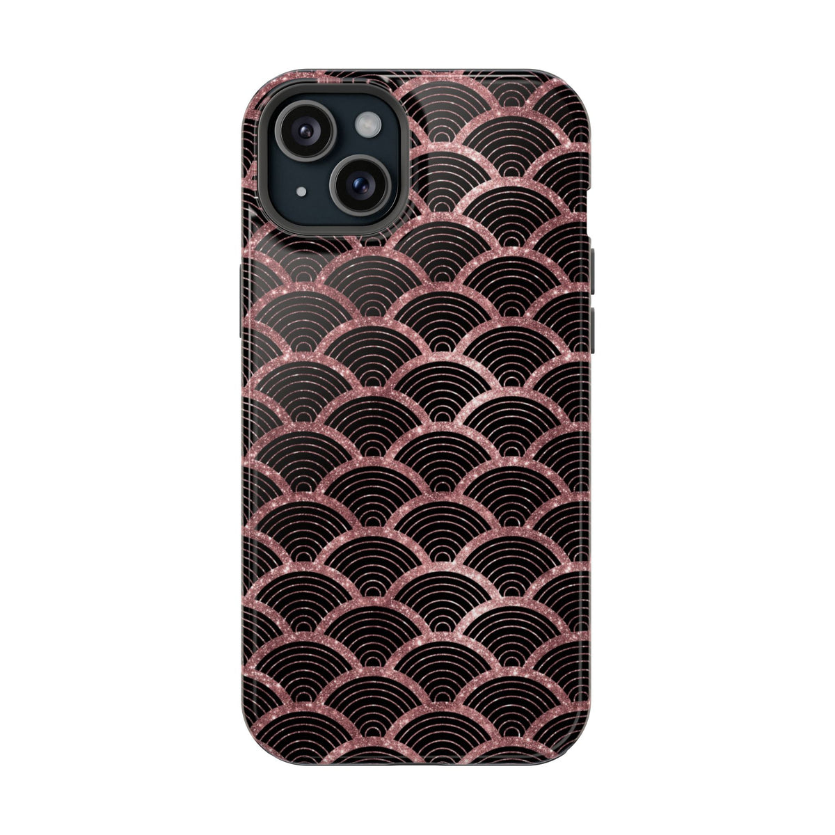 Rose Gold Scale MagSafe case for iPhone 15 Plus, glossy finish