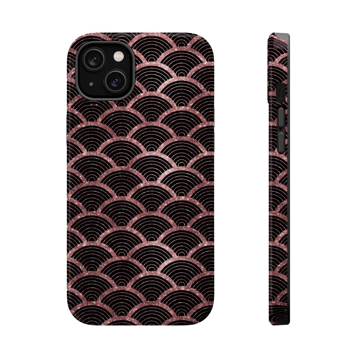 Rose Gold Scale MagSafe case for iPhone 14 Plus, glossy finish