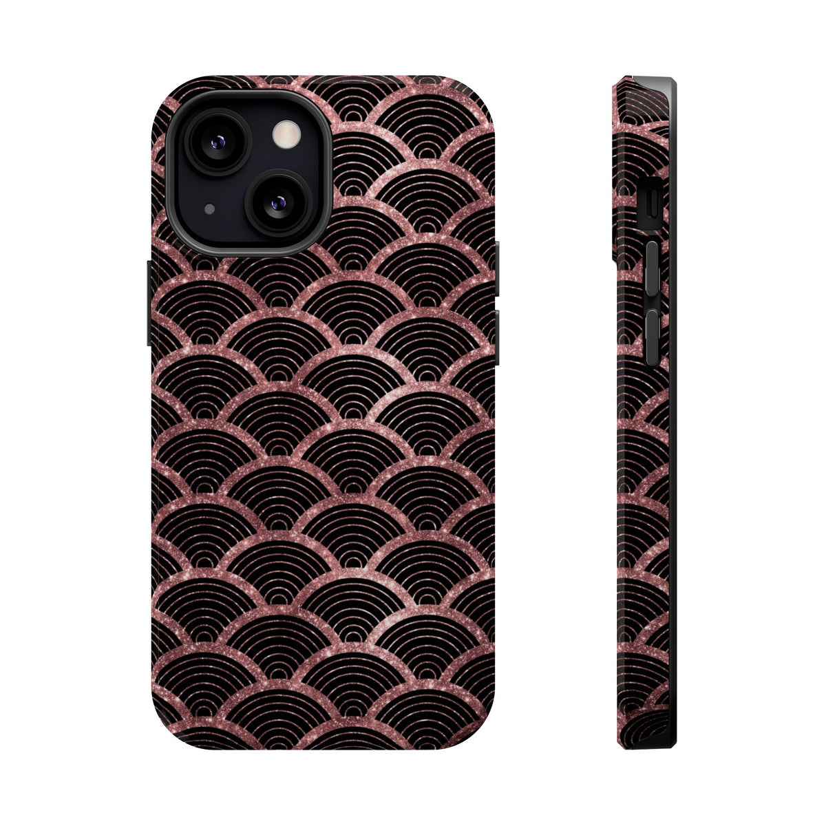 Rose Gold Scale MagSafe case for iPhone 13 Mini, glossy finish