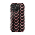 Rose Gold Scale phone case with card holder for iPhone 16 Pro, glossy finish