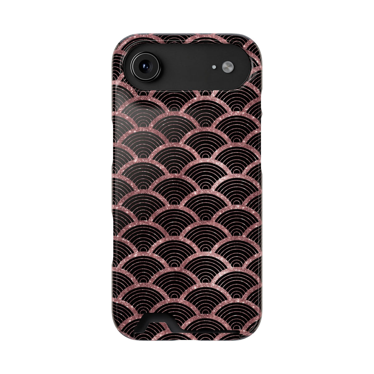 Rose Gold Scale phone case with card holder for iPhone 17 Air, glossy finish
